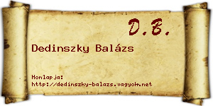 Dedinszky Balázs névjegykártya